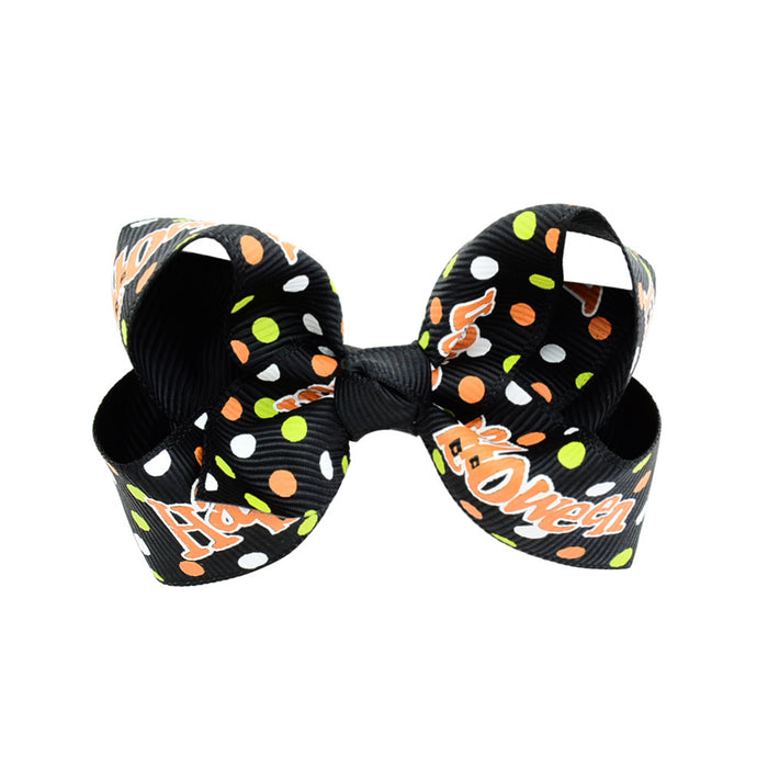 Wholesale Halloween Polyester Milk Pattern Fabric Bow Hairpin JDC-HC-Xiane017