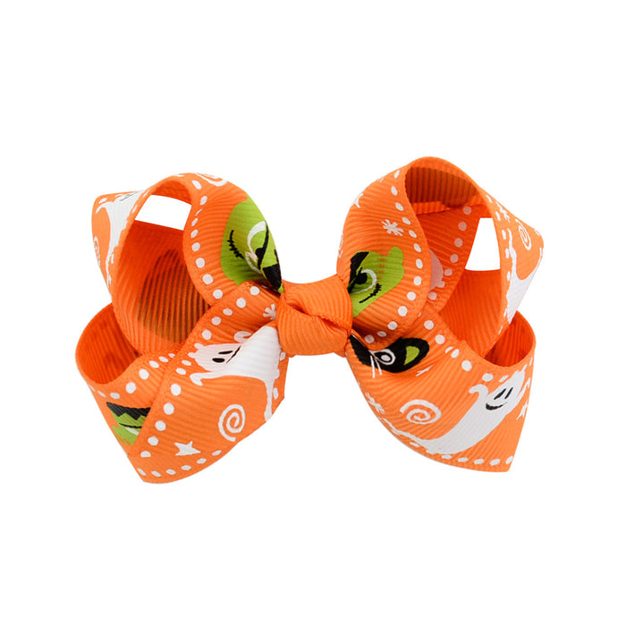 Wholesale Halloween Polyester Milk Pattern Fabric Bow Hairpin JDC-HC-Xiane017