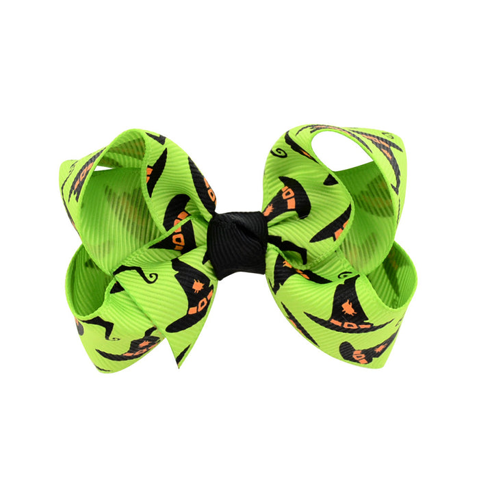 Wholesale Halloween Polyester Milk Pattern Fabric Bow Hairpin JDC-HC-Xiane017