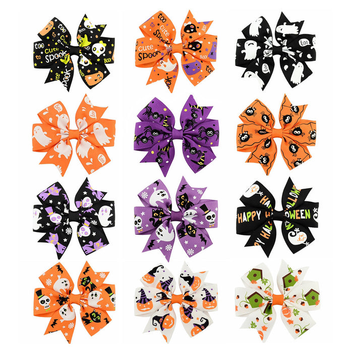 Wholesale Halloween Polyester Fabric Bow Hair Clip Set JDC-HC-Xiane021