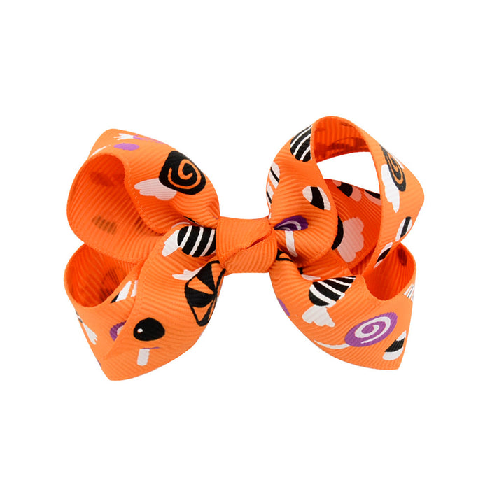 Wholesale Halloween Polyester Milk Pattern Fabric Bow Hairpin JDC-HC-Xiane017