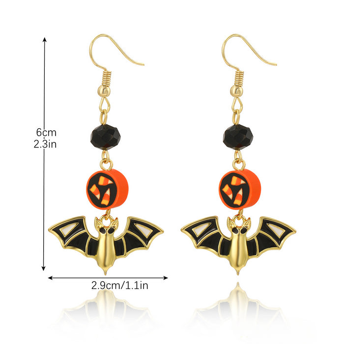 Wholesale Skull Dark Diamond Alloy Pumpkin Spider Halloween Earrings Set JDC-ES-ShuangN002