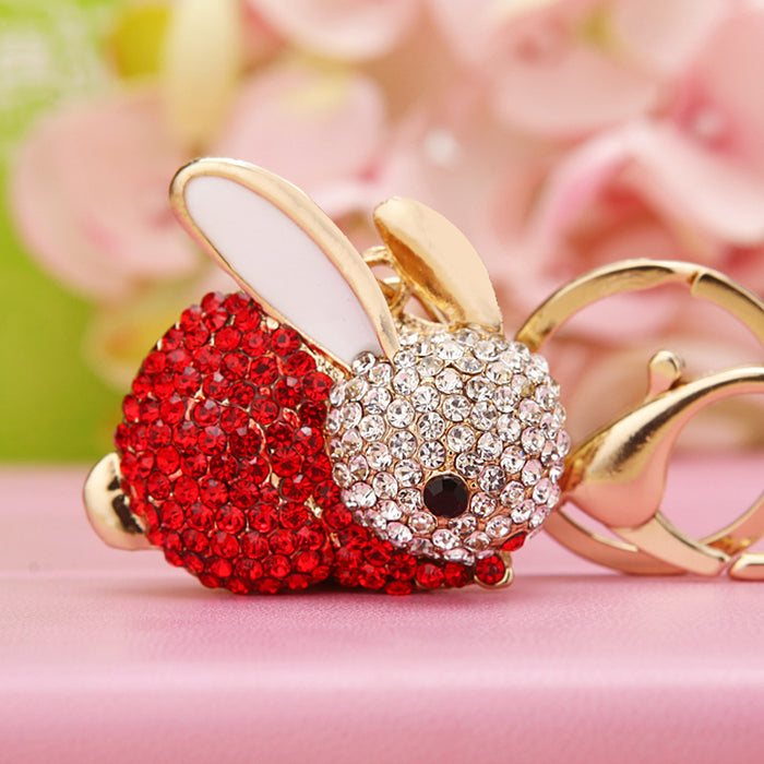 Wholesale Diamond inlaid robot car keychain pendant metal keychain ring