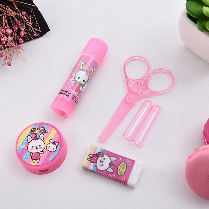Wholesale cartoon Pencil eraser pencil sharpener ruler scissors notebook set