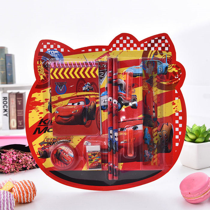 Wholesale cartoon stationery Notebook pencil eraser pencil sharpener ruler pen case suit