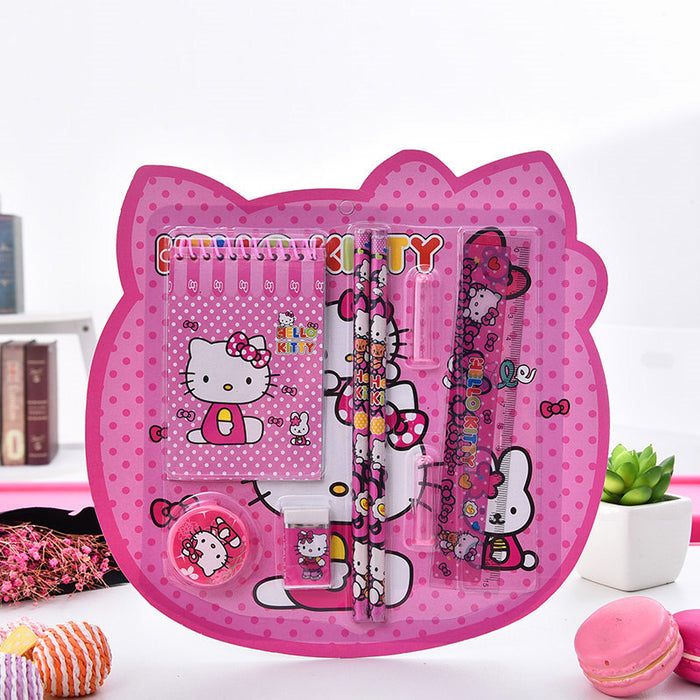 Wholesale cartoon stationery Notebook pencil eraser pencil sharpener ruler pen case suit