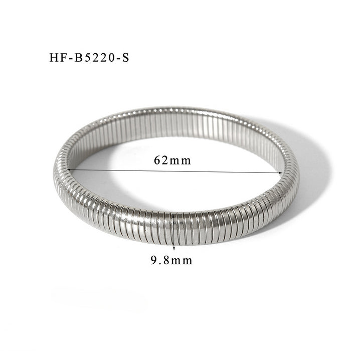 Wholesale Wide Edge Stainless Steel Elastic Bracelet JDC-BT-ChengBing003