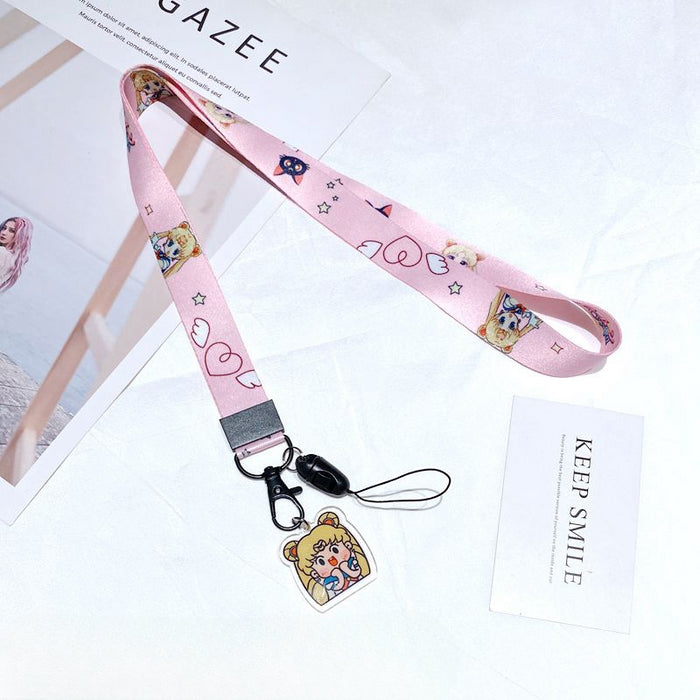 Wholesale Polyester Cartoon Printed Long Hanging Rope Keychain JDC-KC-Gongz057