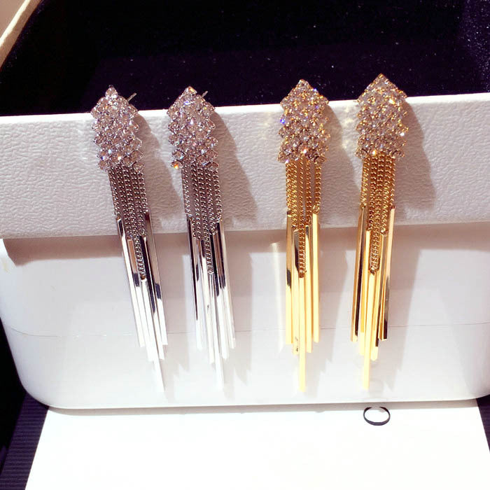 Wholesale Zirconium Metal Tassel Alloy Earrings JDC-ES-PaiL001