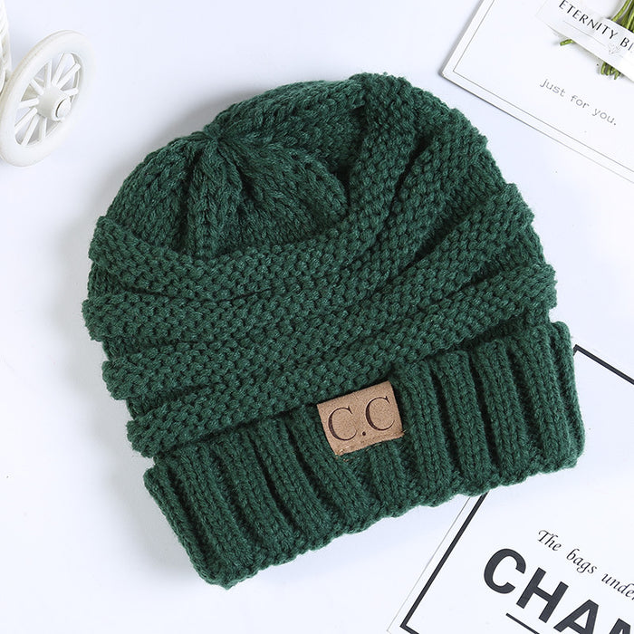 Wholesale Autumn and Winter Children's C Label Can Be Labeled with Versatile Yarn Edge Knitted Cap JDC-FH-HengYu005