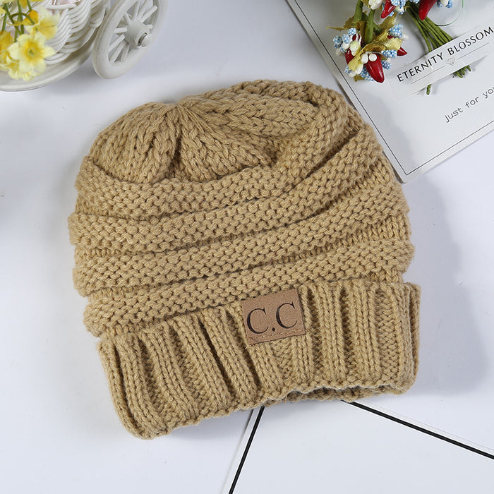 Wholesale Autumn and Winter Children's C Label Can Be Labeled with Versatile Yarn Edge Knitted Cap JDC-FH-HengYu005