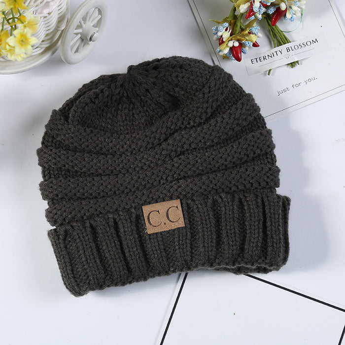 Wholesale Autumn and Winter Children's C Label Can Be Labeled with Versatile Yarn Edge Knitted Cap JDC-FH-HengYu005