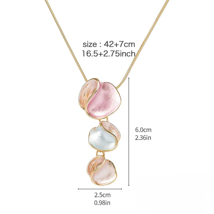 Wholesale Irregular Alloy Colorful Painting Petals Necklace Earrings JDC-NE-KenJie013