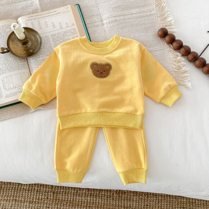 Wholesale Long-sleeved Bear Pullover Sweatshirt and Sweatpants Children's Suit JDC-CTS-WeiNiS006