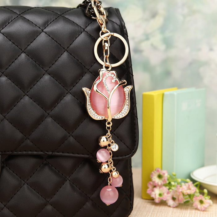 Wholesale Car keychain creative bag pendant metal keychain ring