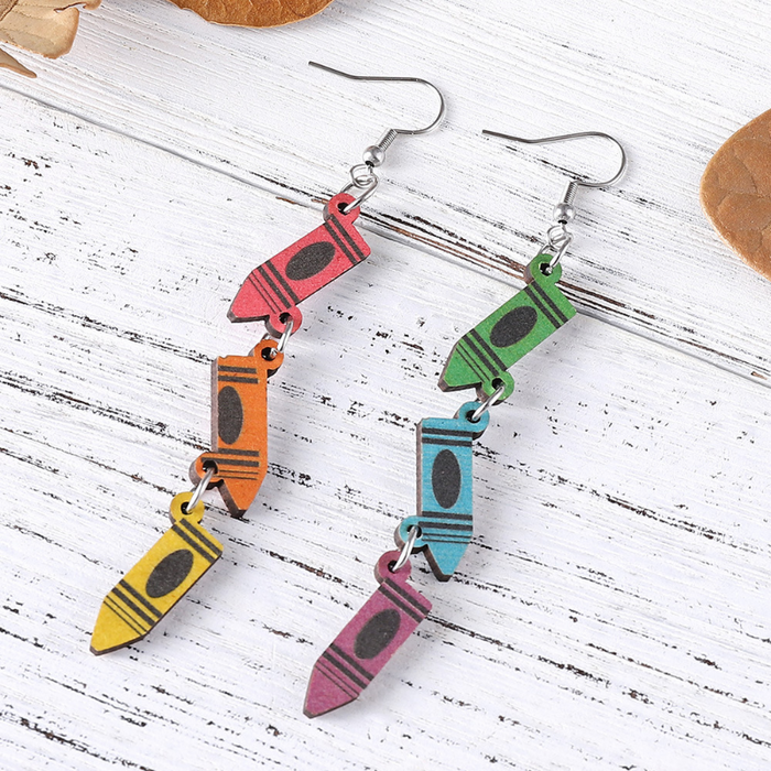 Wholesale earrings Double-sided painted wooden earrings JDC-ES-ChL023