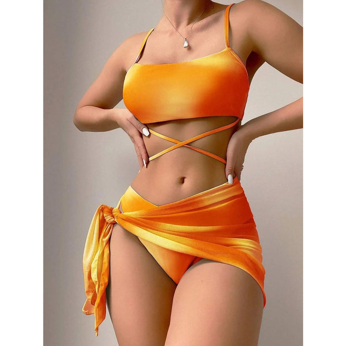 Wholesale Polyester Tie Dyed Bikini Swimwear Women's Three Piece Set JDC-SW-ZhengY002