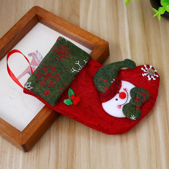 Wholesale Snowflake Christmas Socks Gift Bag Christmas Tree Ornaments Children' s Candy Bag Old Man Snowman Gift Bag