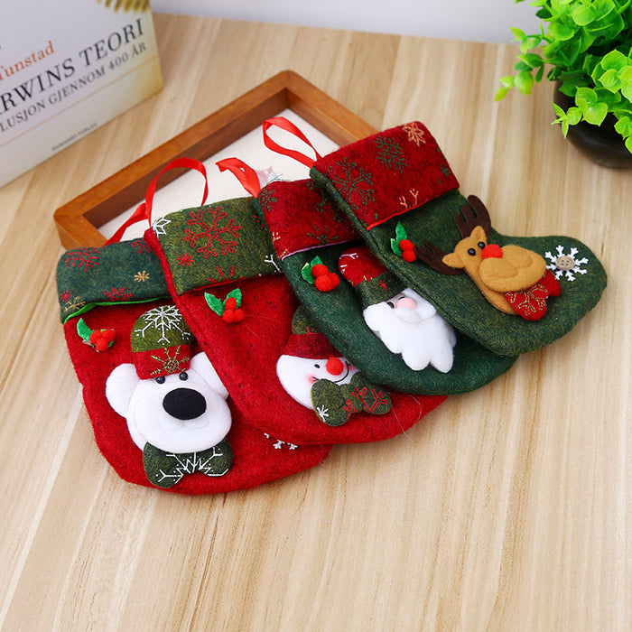 Wholesale Snowflake Christmas Socks Gift Bag Christmas Tree Ornaments Children' s Candy Bag Old Man Snowman Gift Bag