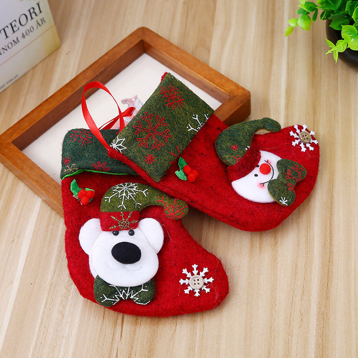 Wholesale Snowflake Christmas Socks Gift Bag Christmas Tree Ornaments Children' s Candy Bag Old Man Snowman Gift Bag