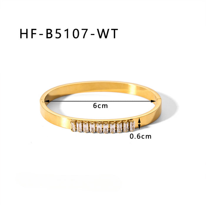 Wholesale Stainless Steel 18k Gold Plated Circle Inlaid Zircon Diamond Bracelet JDC-BT-XiongYue002