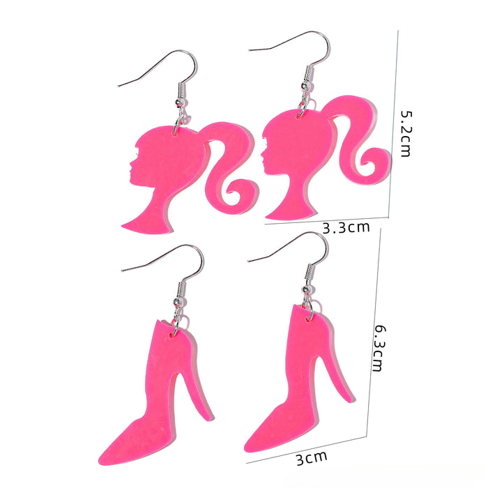 Wholesale Acrylic Rose Pink High Heels Earrings JDC-ES-Xunt001