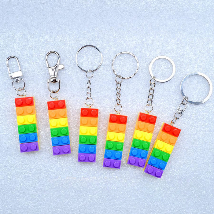 Wholesale Rainbow Building Blocks Plastic Keychain JDC-KC-Maih002