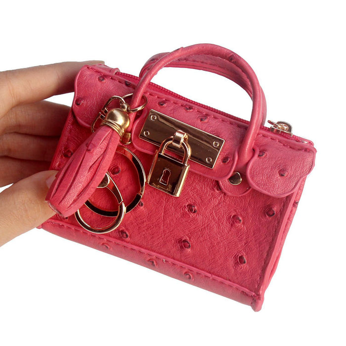 Wholesale Fashion Tassel Handheld Zero Wallet Ostrich Pattern Keybag Mini Handbag JDC-WT-QW005