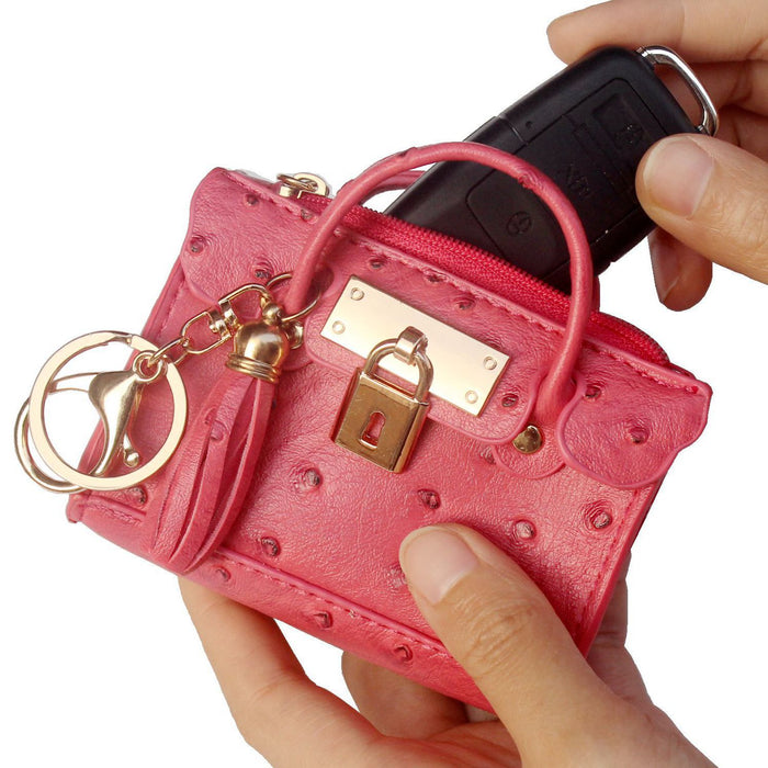 Wholesale Fashion Tassel Handheld Zero Wallet Ostrich Pattern Keybag Mini Handbag JDC-WT-QW005