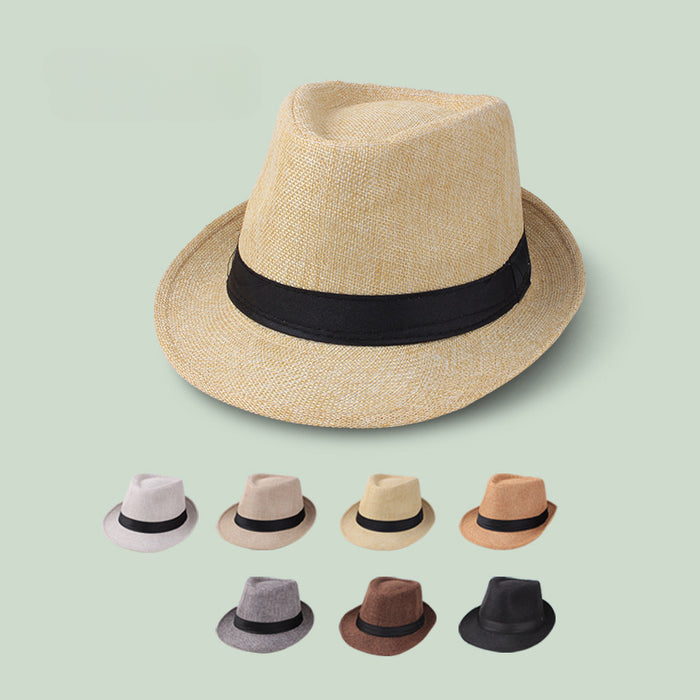 Wholesale Spring and Summer Hats Men's Solid Color Linen Hats Casual Couple Hats Sun Hats Jazz Hats Straw Hats Sunshade JDC-SH-DG002