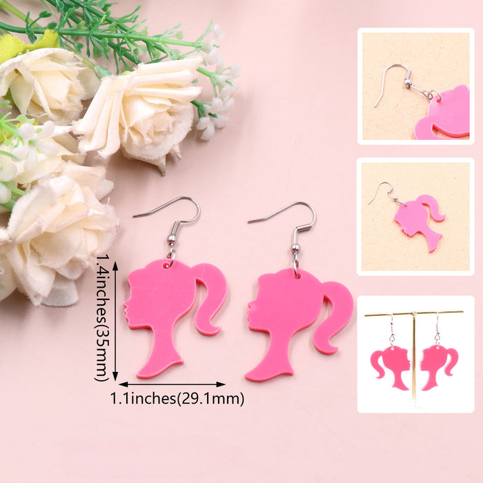 Wholesale Pink Female Red English Alphabet Two-color Acrylic Earrings JDC-ES-XiaoY001