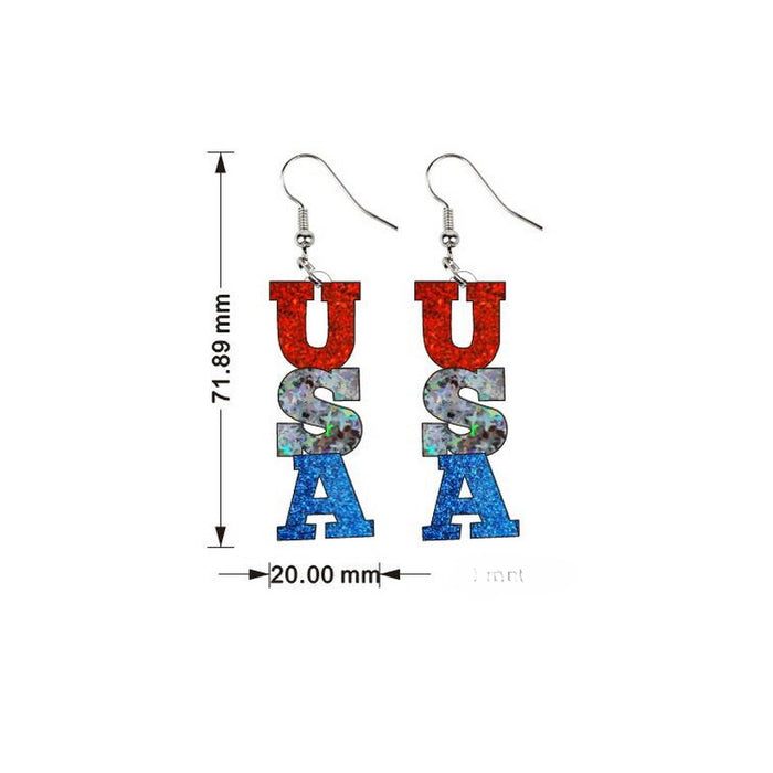 Wholesale American Independence Day Red White and Blue Striped Acrylic Earrings JDC-ES-XuePa001