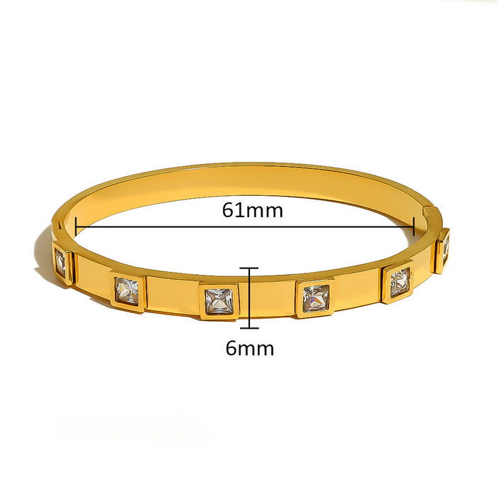 Wholesale Titanium Steel 18K Gold Plated Zircon Eight-pointed Star Flower Buckle Bracelet JDC-BT-ChengBing001