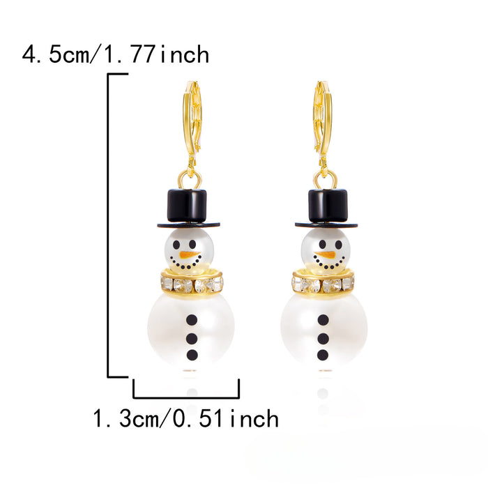 Wholesale Christmas Cute Diamond Snowman Earrings JDC-ES-GangM002