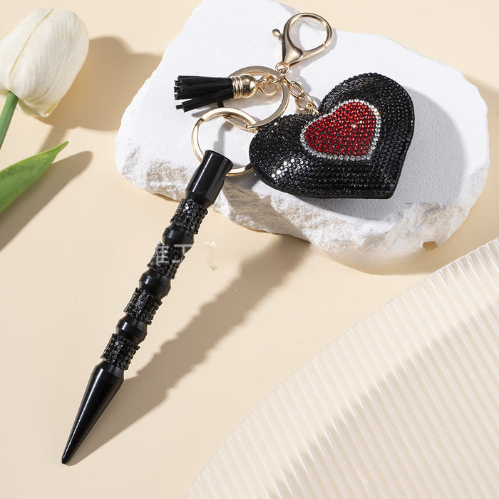 Wholesale Peach Heart Hot Diamond Leather Multifunctional Diamond Aluminum Alloy 2-piece Keychain JDC-KC-ZY032