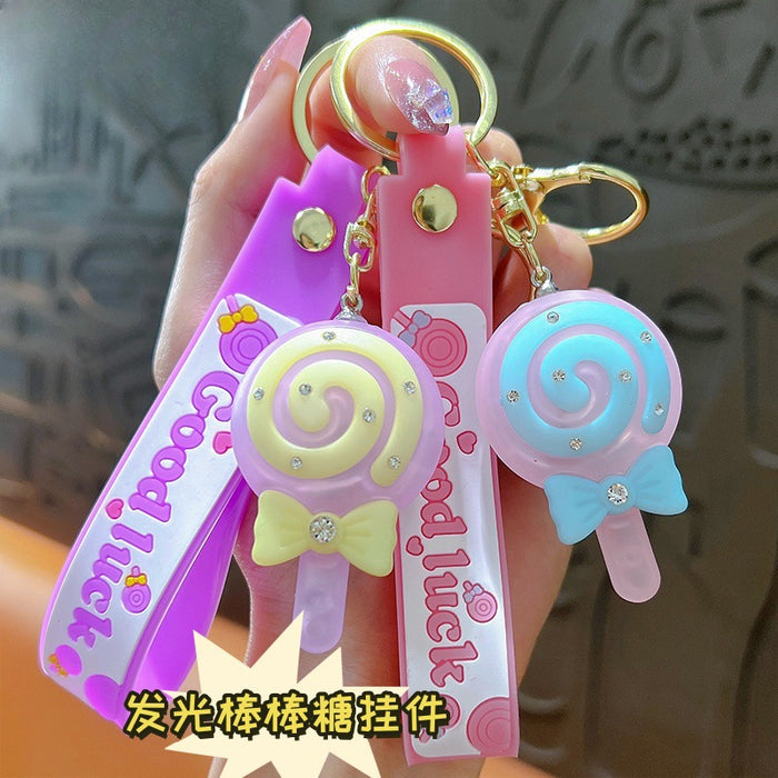 Wholesale Frosted Diamond Glowing Lollipop Acrylic Keychain JDC-KC-YanG076