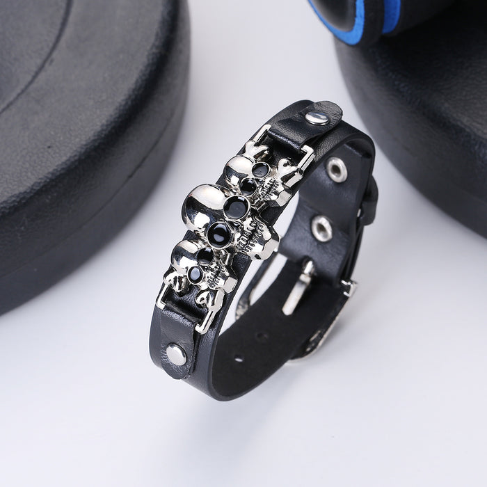 Wholesale Leather Skull Vintage Men Bracelet JDC-BT-JiaXiang001