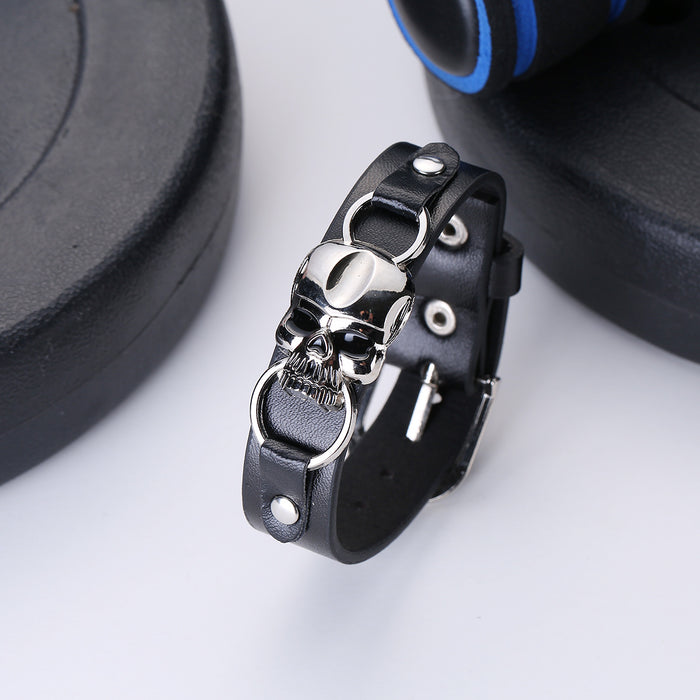 Wholesale Leather Skull Vintage Men Bracelet JDC-BT-JiaXiang001