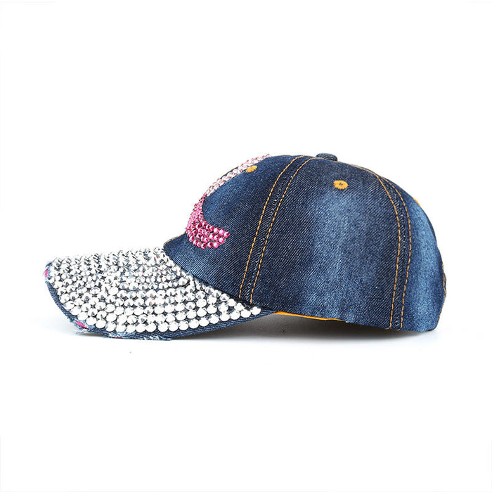 Wholesale Pink Ribbon Denim Dot Diamond Baseball Cap JDC-HT-ZhonM004
