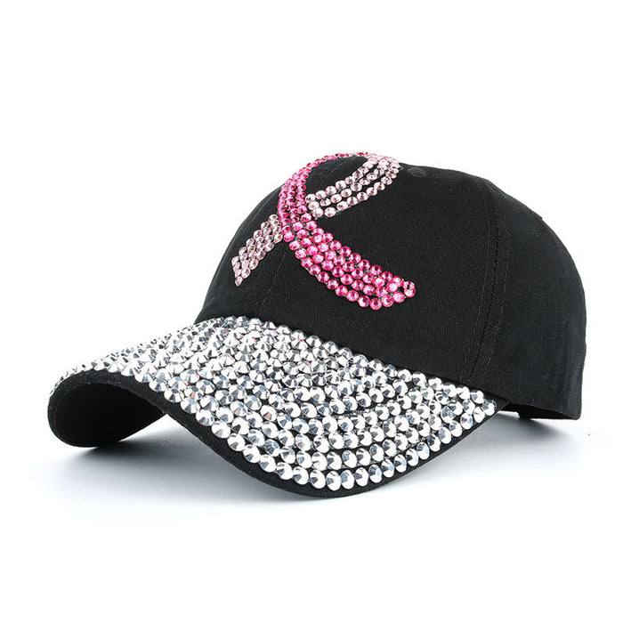 Wholesale Pink Ribbon Denim Dot Diamond Baseball Cap JDC-HT-ZhonM004