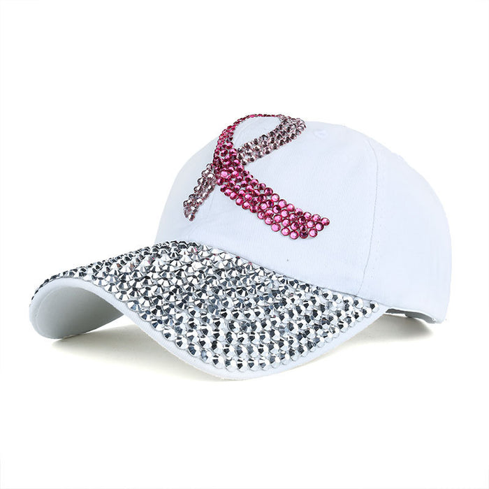 Wholesale Pink Ribbon Denim Dot Diamond Baseball Cap JDC-HT-ZhonM004