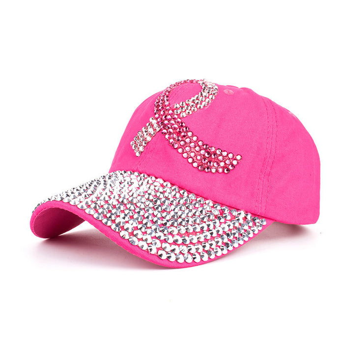 Wholesale Pink Ribbon Denim Dot Diamond Baseball Cap JDC-HT-ZhonM004