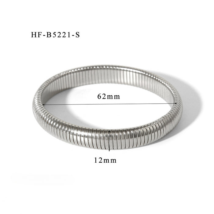 Wholesale Wide Edge Stainless Steel Elastic Bracelet JDC-BT-ChengBing003