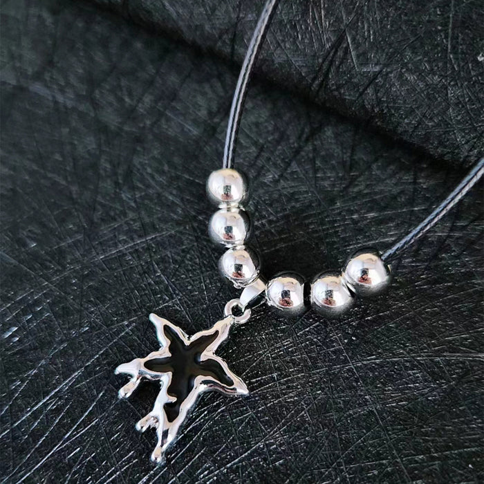 Wholesale Wax Rope Star Channeling Bead Pendant Zinc Alloy Necklace JDC-NE-JiuWei004