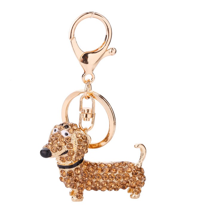 Wholesale Diamond Popular Puppy Dachshund Keychain JDC-KC-DX001