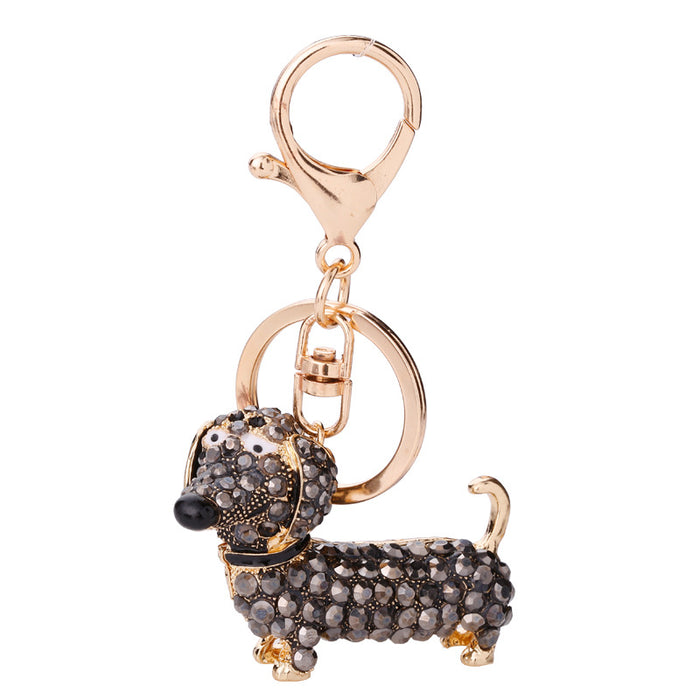 Wholesale Diamond Popular Puppy Dachshund Keychain JDC-KC-DX001