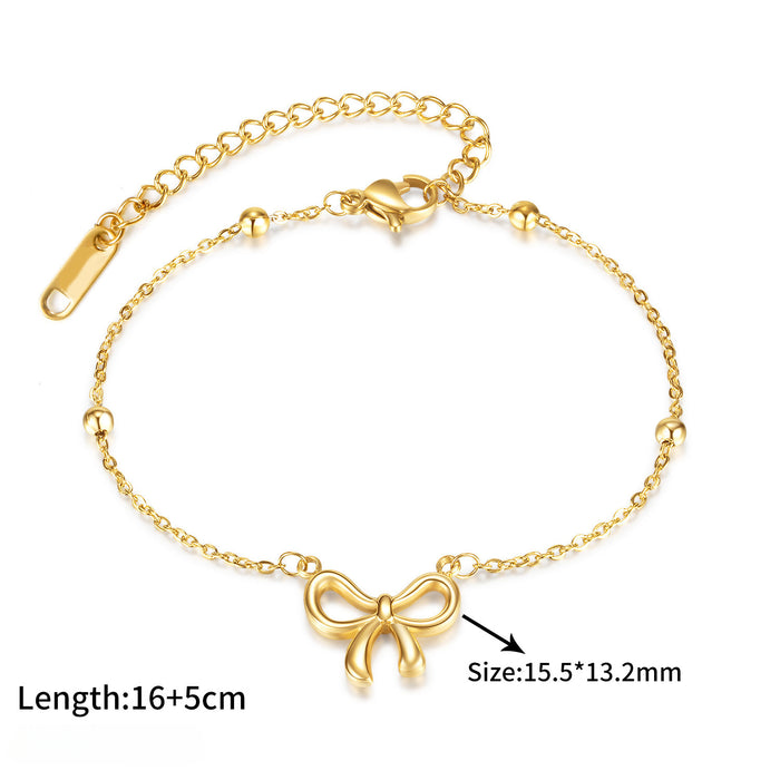 Wholesale Titanium Steel Cute Hollow Bow Pendant Necklace JDC-NE-MeiCheng003