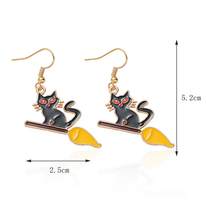 Wholesale Halloween Series Bat Ghost Pumpkin Oil Drop Alloy Earrings JDC-ES-LiRan002