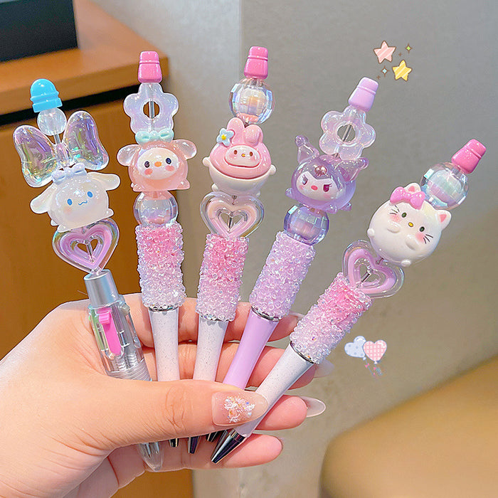 Wholesale Cartoon Plastic Crystal Sparkling Diamond Rotating Bead Neutral Pen JDC-PN-PeiNi001