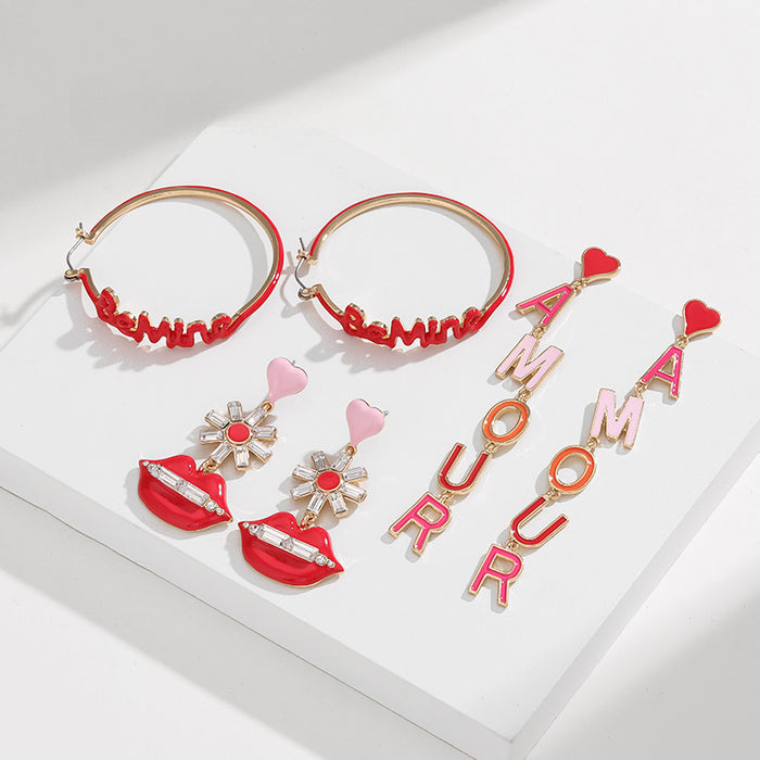 Wholesale Valentine's Day Letters Oil Drop Earrings JDC-ES-KenJie003